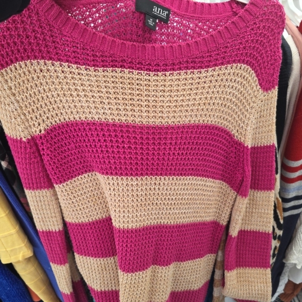 a.n.a Vibrant Pink and Beige Knit Sweater